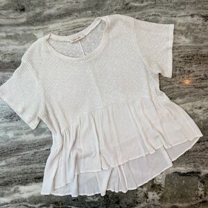 Chic White Layered Short Sleeve Top